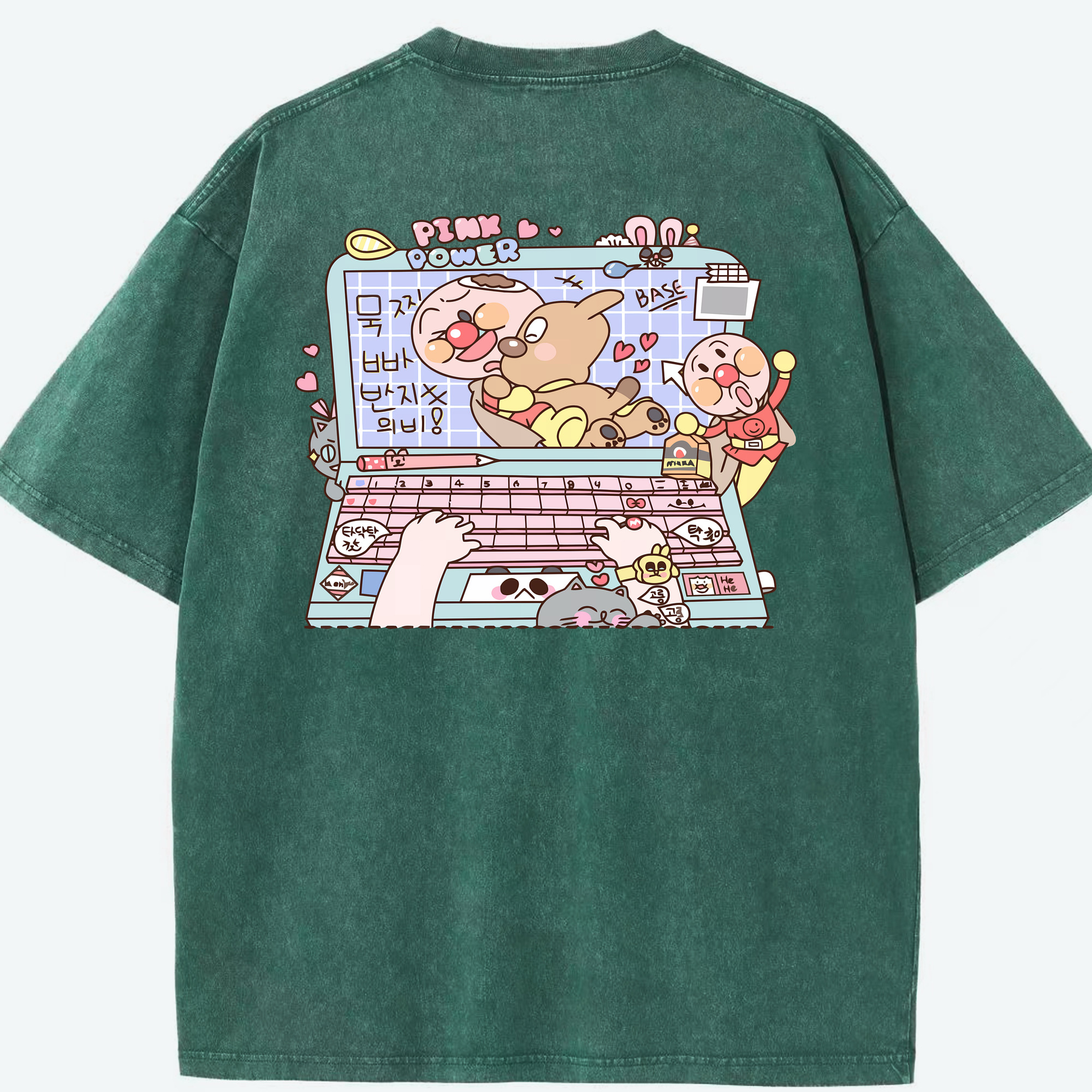 （画像用） アンパンマン Anpanman 綿100% ヴィンテージ風 半袖Tシャツ（背面プリント）